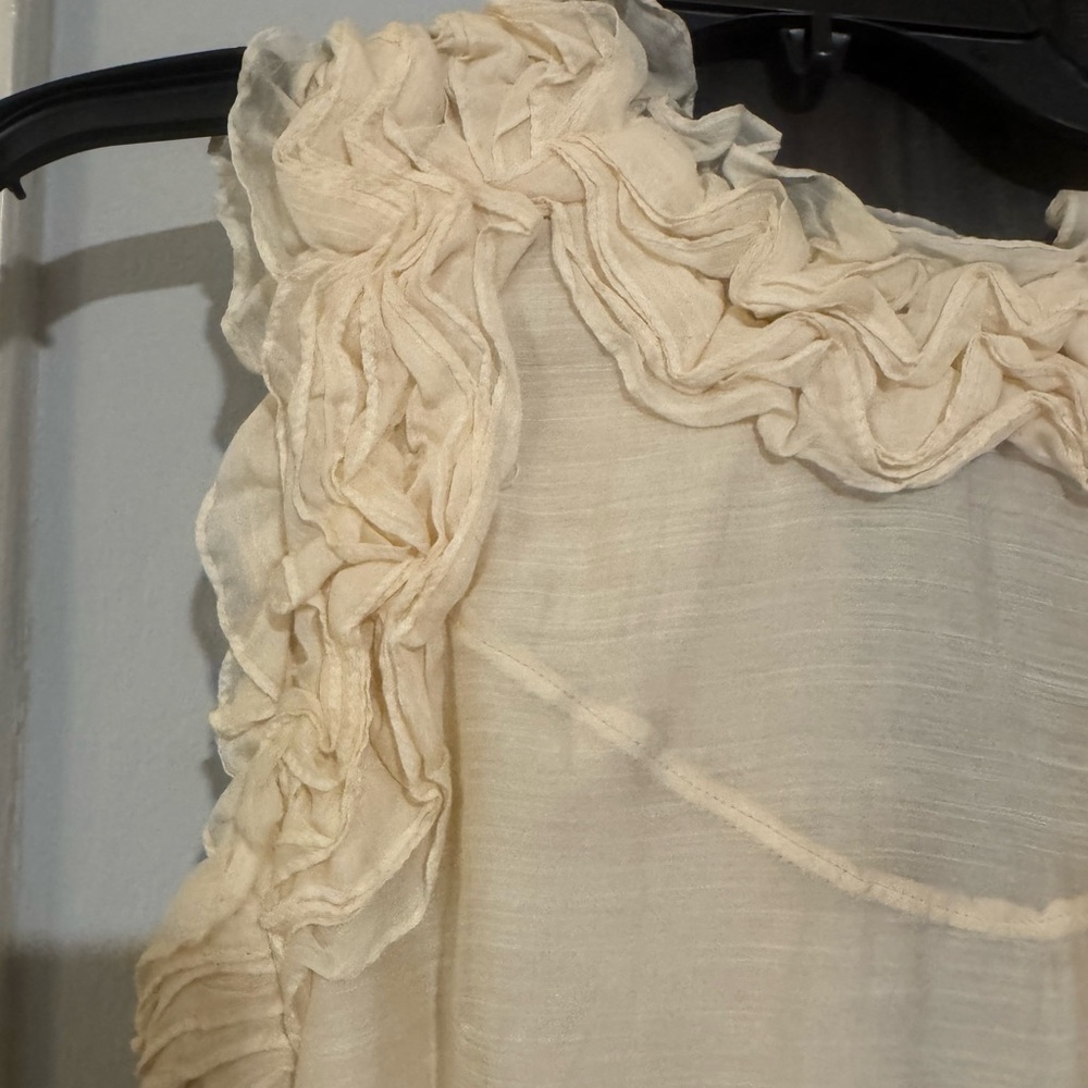 French Connection Cream Ruffled Blouse - Picture 3 of 3